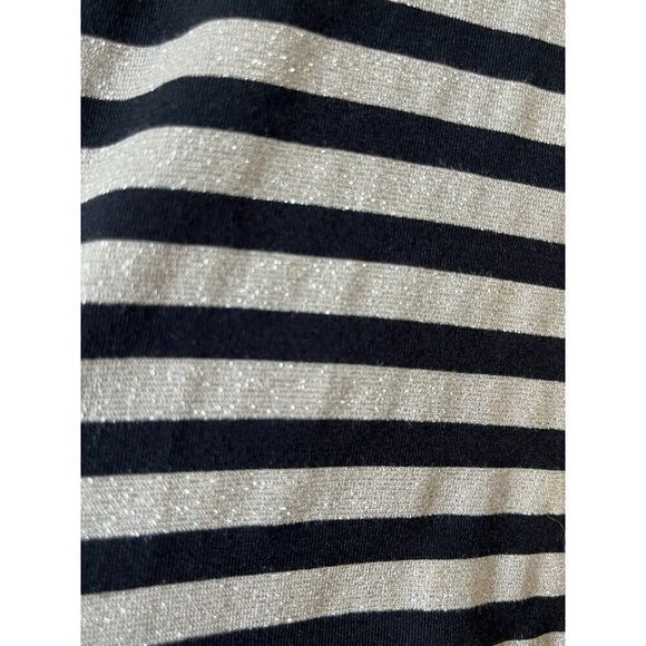 Michael Kors Top Women XL Black Striped Coastal Shimmer Neutral Capsule Office - Picture 4 of 11